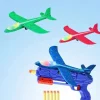 4pcs Foam Glider Airplane Launcher Toys with 3 Flight Modes, Vibrant Colorful Designs & Durable Plastic Construction - Outdoor Flying Toys for Boys & Girls Ages 3 and up