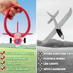 4pcs Foam Glider Airplane Launcher Toys with 3 Flight Modes, Vibrant Colorful Designs & Durable Plastic Construction - Outdoor Flying Toys for Boys & Girls Ages 3 and up