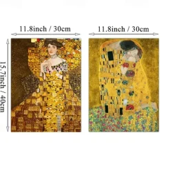 2pcs Frameless Classic Artist Gustav Klimt Kiss Abstract Oil Painting On Canvas Print Poster Modern Art Wall Pictures For Living Room Decor