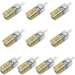 10pcs G4 Bi Pin 1.5w LED Corn Light Bulbs 15W T3 Halogen Bulb Equivalent 150LM SMD 2835 Warm White for RV Ceiling Fans Lighting AC/DC 12V