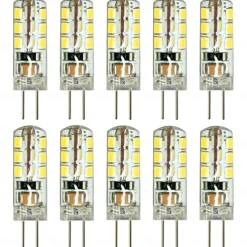 10pcs G4 Bi-pin LED Light Bulb 3W 24LED SMD 2835 Equivalent Halogen Bulb 30W Warm white 3000K Daylight White 6000K 360° Beam Angle Flicker Free DC12V AC220V AC110V