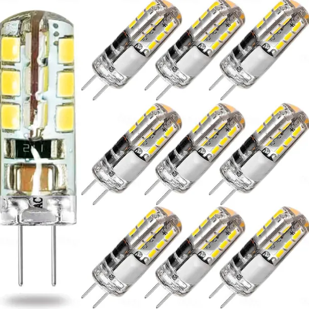 10pcs G4 Bi-pin LED Light Bulb 3W 24LED SMD 2835 Equivalent Halogen Bulb 30W Warm white 3000K Daylight White 6000K 360° Beam Angle Flicker Free DC12V AC220V AC110V