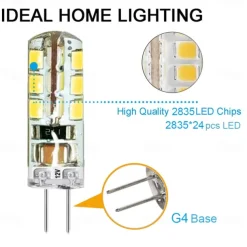 10pcs G4 Bi-pin LED Light Bulb 3W 24LED SMD 2835 Equivalent Halogen Bulb 30W Warm white 3000K Daylight White 6000K 360° Beam Angle Flicker Free DC12V AC220V AC110V