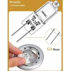 10pcs G4 Halogen Bi-Pin Light Bulbs 12V 20W Dimmable 3000K Warm White for Under Cabinet Puck Light Chandeliers Landscape Lighting