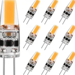 10pcs G4 LED Bi-pin Bulbs 2W Equivalent to 20W T3 JC Type Bi-Pin G4 Base Halogen Bulb AC/DC 12V Daylight White 6000K G4 Bulb for Under Cabinet Light Ceiling Light RV Boats Outdoor Landscape Lighting
