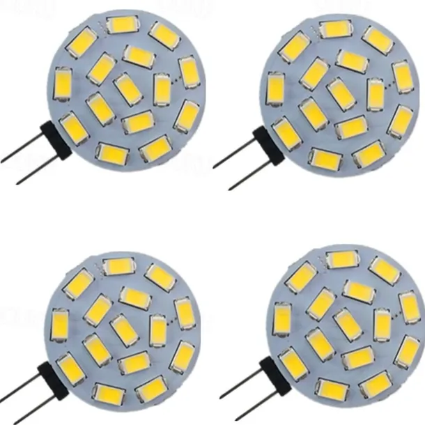 4Pcs G4 LED Bulb 30 Watt Equivalent Bi-Pin LED Disc JC Side Pin 12V-24VDC Low Volt CRI85 300 Lumens White/Warm/Green/Red/Yellow/Blue