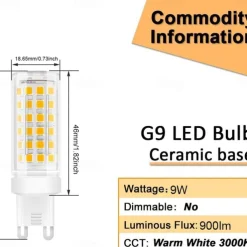 10pcs G9 LED Bulbs 9W Equivalent to 90W Halogen Bulb 360 Beam Angle BulbNo Flickering