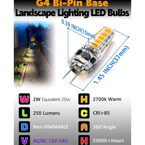 10pcs G4 LED Light Bulb 2W Equivalent to Halogen Bulb 20W T3 JC Type Bi-Pin G4 Base AC/DC 12V for RV Interior Boat Yacht Courtyard Path Not-Dimmable