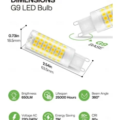 5PCS G9 LEDS 7W Equivalent to 70W Halogen Bulb 700lm Warm White 3000K/White 6000K G9 Energy Saving Bulbs Non-Dimmable Energy Efficiency Class E