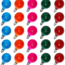 25pcs G40 Replacement Edison Incandescent Light Bulbs 7W Clear Globe Bulb/Multicolor E12 C7 Candelabra Dimmable for Indoor Outdoor Patio Décor