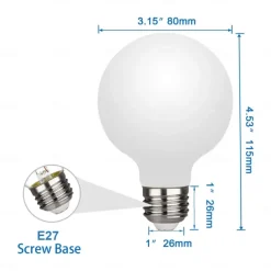 2/4/6PCS G80 7W Globe LED Edison Bulb 650lm E27 Base Opalescent Glass Facing Very Suitable for Dresser Vanity Mirror Floor Lamp AC85-265V