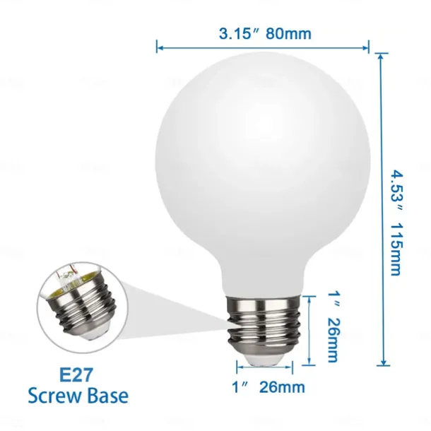 2/4/6PCS G80 7W Globe LED Edison Bulb 650lm E27 Base Opalescent Glass Facing Very Suitable for Dresser Vanity Mirror Floor Lamp AC85-265V