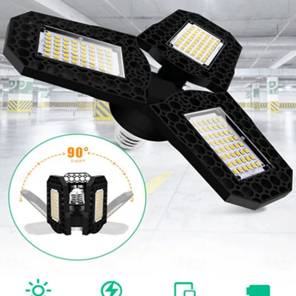 2pcs Garage Light E27 LED Lamp Adjustable Deformable Fan Blades Garage Ceiling Lamp Warage Warehouse Workshop Lights