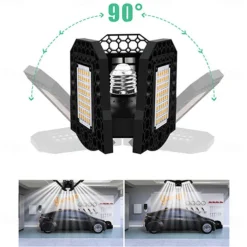 2pcs Garage Light E27 LED Lamp Adjustable Deformable Fan Blades Garage Ceiling Lamp Warage Warehouse Workshop Lights