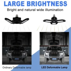 2pcs Garage Light E27 LED Lamp Adjustable Deformable Fan Blades Garage Ceiling Lamp Warage Warehouse Workshop Lights