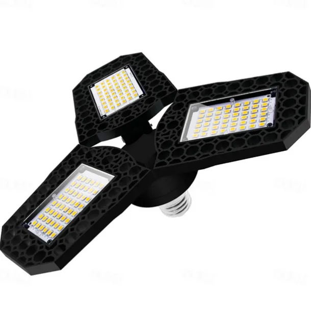 2pcs Garage Light E27 LED Lamp Adjustable Deformable Fan Blades Garage Ceiling Lamp Warage Warehouse Workshop Lights