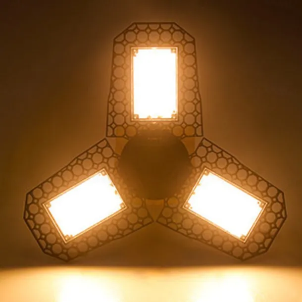 2pcs Garage Light E27 LED Lamp Adjustable Deformable Fan Blades Garage Ceiling Lamp Warage Warehouse Workshop Lights