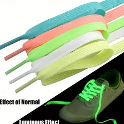 2pcs Glow-in-the-dark Shoelaces Luminous Fluorescent Shoelaces Trend Fashion Absorbent Night Self-fluorescent Shoelaces