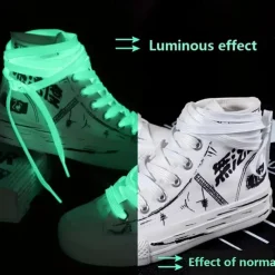 2pcs Glow-in-the-dark Shoelaces Luminous Fluorescent Shoelaces Trend Fashion Absorbent Night Self-fluorescent Shoelaces