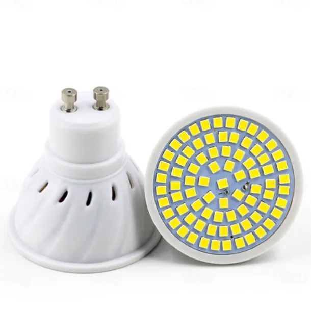 10pcs GU10 LED Spotlight Bulbs - AC 220V, 2835 SMD LED Lamp, 48/60/80 LEDs, Energy-Saving Indoor Lighting for Home and Office