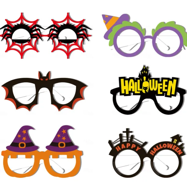 6pcs Halloween Glasses Spider Wizard Bat Tombstone Cross border Children's Party Paper 3D Glasses Photography Prop