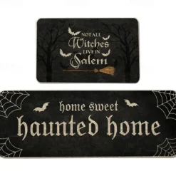 2pcs Halloween Kitchen Rugs and Mats Non-Slip Anti-Fatigue Kitchen Rug Set for Entryway ,Kitchen and Laundry