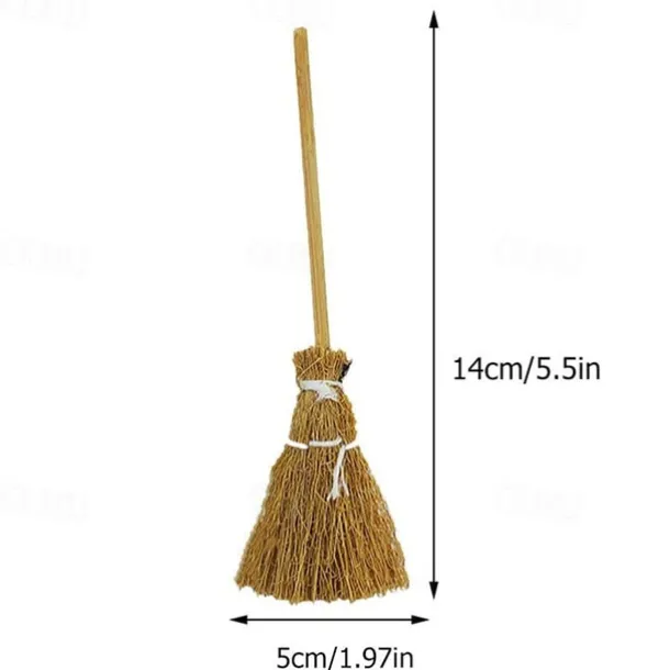 10/20pcs Halloween Mini Broom Red Rope Straw Brooms Hanging Decorations for Halloween Party Costume Witch Broom Dollhouse Accessories