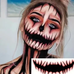 10pcs Halloween PVC Tattoo Stickers Horror Lips DIY Stickers Big Mouth Tattoo Waterproof Fun Makeup Smile Lip Beauty Tools Halloween Decor for Halloween