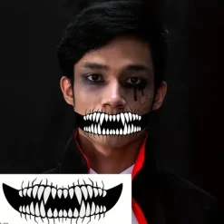 10pcs Halloween PVC Tattoo Stickers Horror Lips DIY Stickers Big Mouth Tattoo Waterproof Fun Makeup Smile Lip Beauty Tools Halloween Decor for Halloween