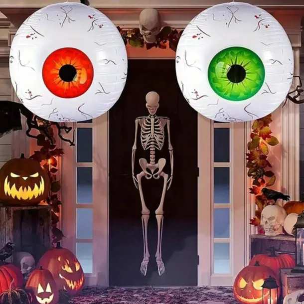 2pcs Halloween Red Balloon Set - Jumbo Aluminum Film Balloons, Inflatable Eyeball Decorations for Haunted House and Halloween Parties