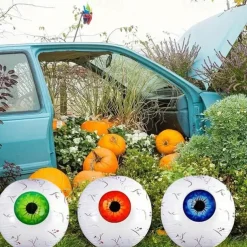 2pcs Halloween Red Balloon Set - Jumbo Aluminum Film Balloons, Inflatable Eyeball Decorations for Haunted House and Halloween Parties