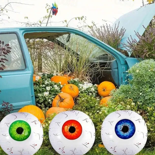 2pcs Halloween Red Balloon Set - Jumbo Aluminum Film Balloons, Inflatable Eyeball Decorations for Haunted House and Halloween Parties