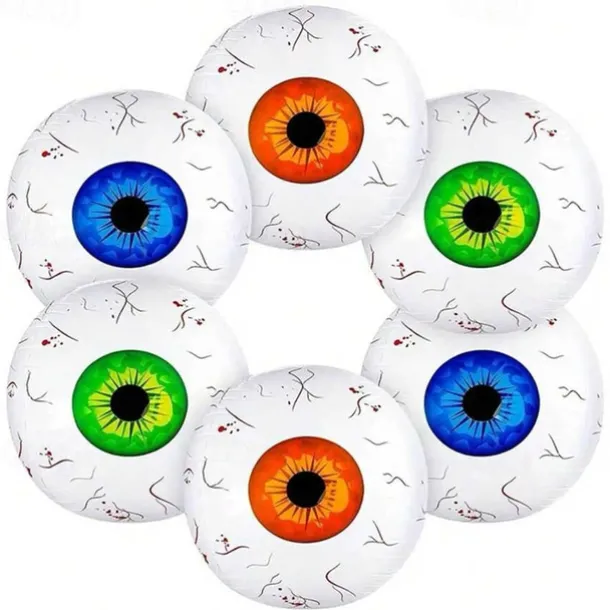 2pcs Halloween Red Balloon Set - Jumbo Aluminum Film Balloons, Inflatable Eyeball Decorations for Haunted House and Halloween Parties