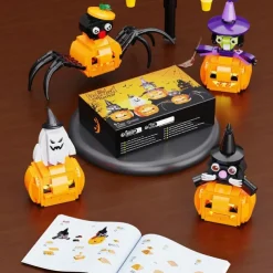445PCS Halloween Small Particle Building Block Puzzle Pumpkin Combination Glowing Gift