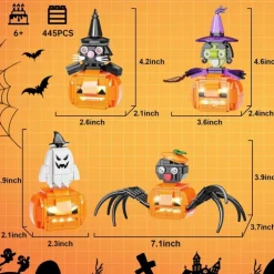 445PCS Halloween Small Particle Building Block Puzzle Pumpkin Combination Glowing Gift