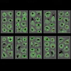 10PCS Halloween Spider Web Luminous Tattoo Stickers Cartoon Luminous Festival Party Face Stickers
