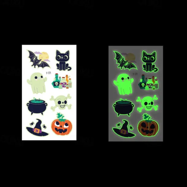 10PCS Halloween Spider Web Luminous Tattoo Stickers Cartoon Luminous Festival Party Face Stickers