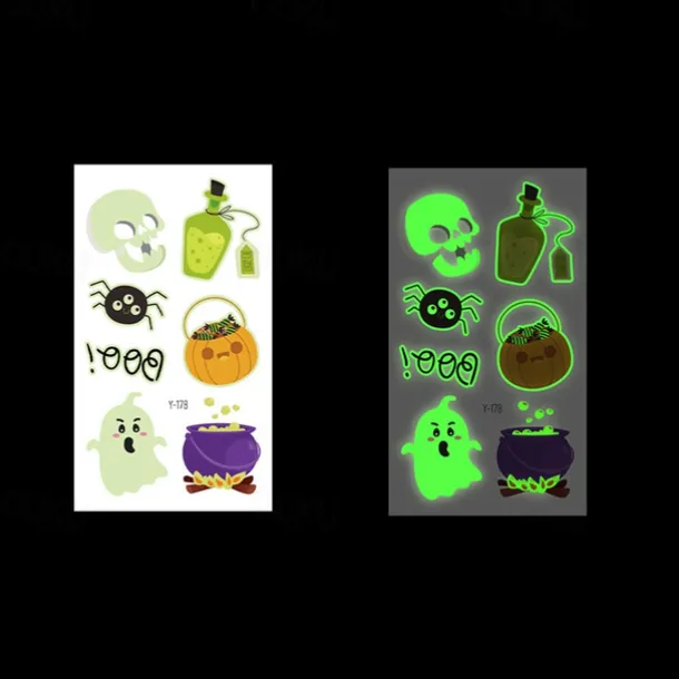 10PCS Halloween Spider Web Luminous Tattoo Stickers Cartoon Luminous Festival Party Face Stickers