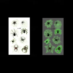 10PCS Halloween Spider Web Luminous Tattoo Stickers Cartoon Luminous Festival Party Face Stickers