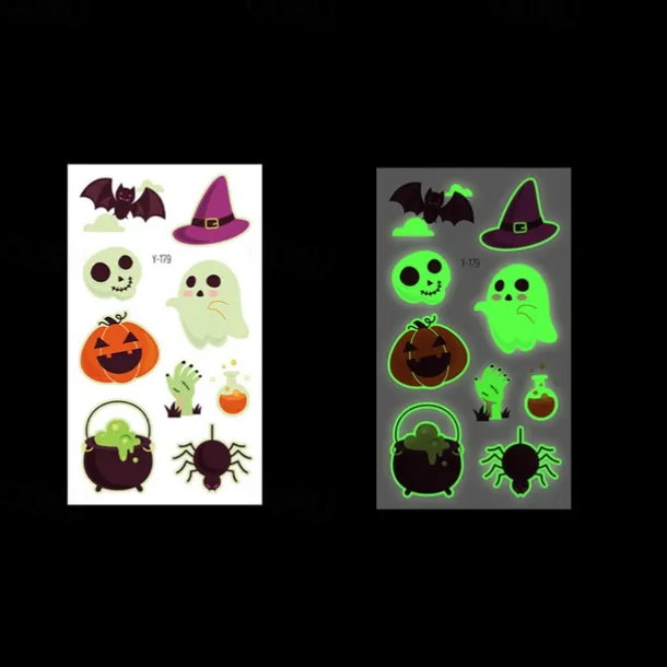 10PCS Halloween Spider Web Luminous Tattoo Stickers Cartoon Luminous Festival Party Face Stickers