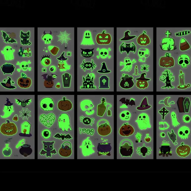 10PCS Halloween Spider Web Luminous Tattoo Stickers Cartoon Luminous Festival Party Face Stickers