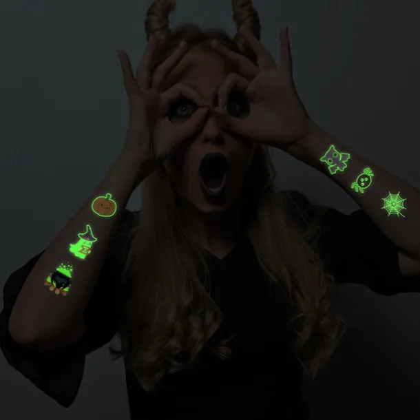 10PCS Halloween Spider Web Luminous Tattoo Stickers Cartoon Luminous Festival Party Face Stickers