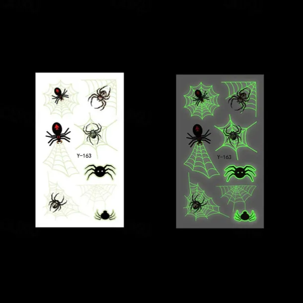 10PCS Halloween Spider Web Luminous Tattoo Stickers Cartoon Luminous Festival Party Face Stickers