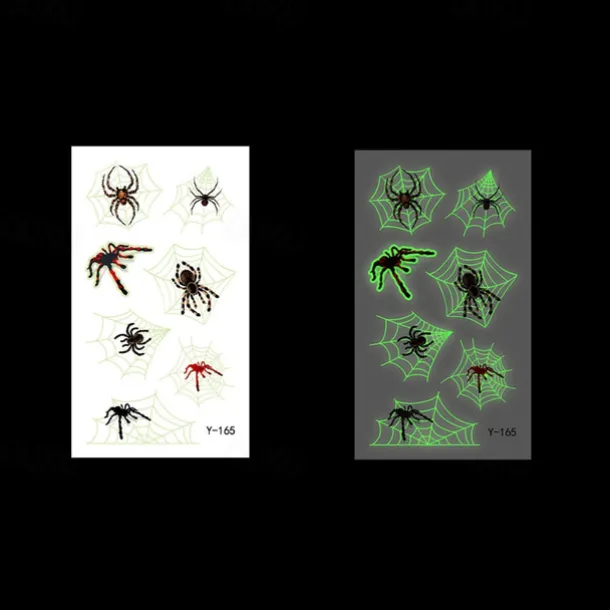 10PCS Halloween Spider Web Luminous Tattoo Stickers Cartoon Luminous Festival Party Face Stickers
