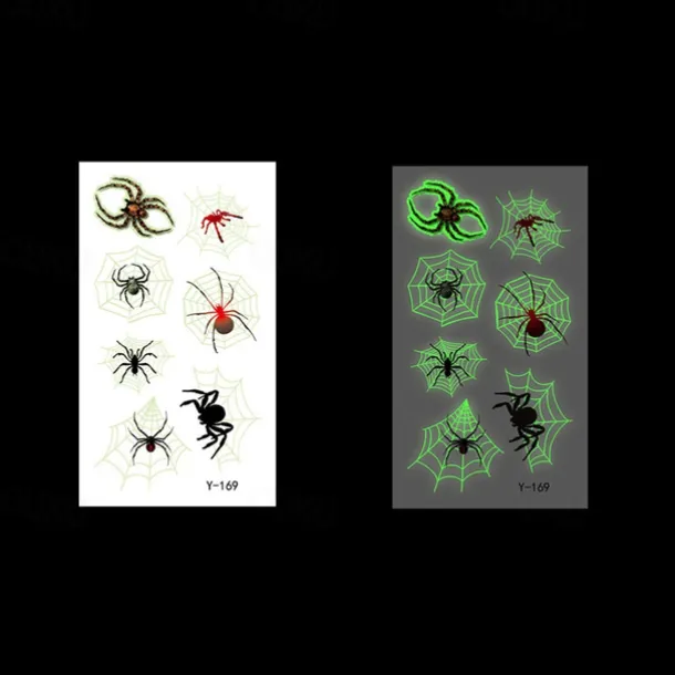 10PCS Halloween Spider Web Luminous Tattoo Stickers Cartoon Luminous Festival Party Face Stickers