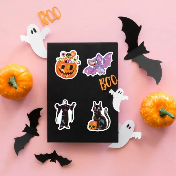 50pcs Halloween Stickers Vinyl Waterproof Cute Sticker Pack Crafts Scrapbook Water Bottle Laptop Skateboard Decoration Funny Cartoon Pumpkin Decals for Children Teens Adults