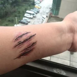 5Pcs Halloween Zombie Scars Tattoos Waterproof With Fake Scab Blood Makeup Halloween Decoration Wound Scary Blood Injury Sticker
