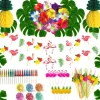 174PCS Hawaiian holiday party simulation turtle back leaf hibiscus honeycomb pineapple table decoration props