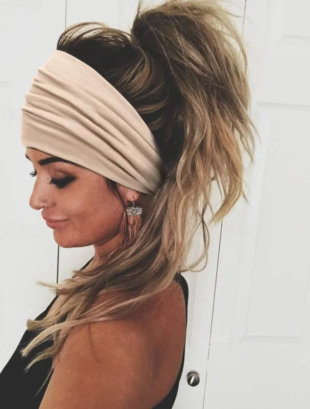 2pcs Headbands for Women Wide Head Bands Non Slip Boho Womens Hair Band Fashion Knotted Workout Yoga Leopard Turban Head Wraps