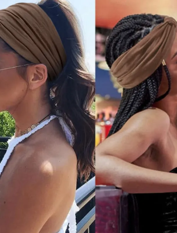 2pcs Headbands for Women Wide Head Bands Non Slip Boho Womens Hair Band Fashion Knotted Workout Yoga Leopard Turban Head Wraps